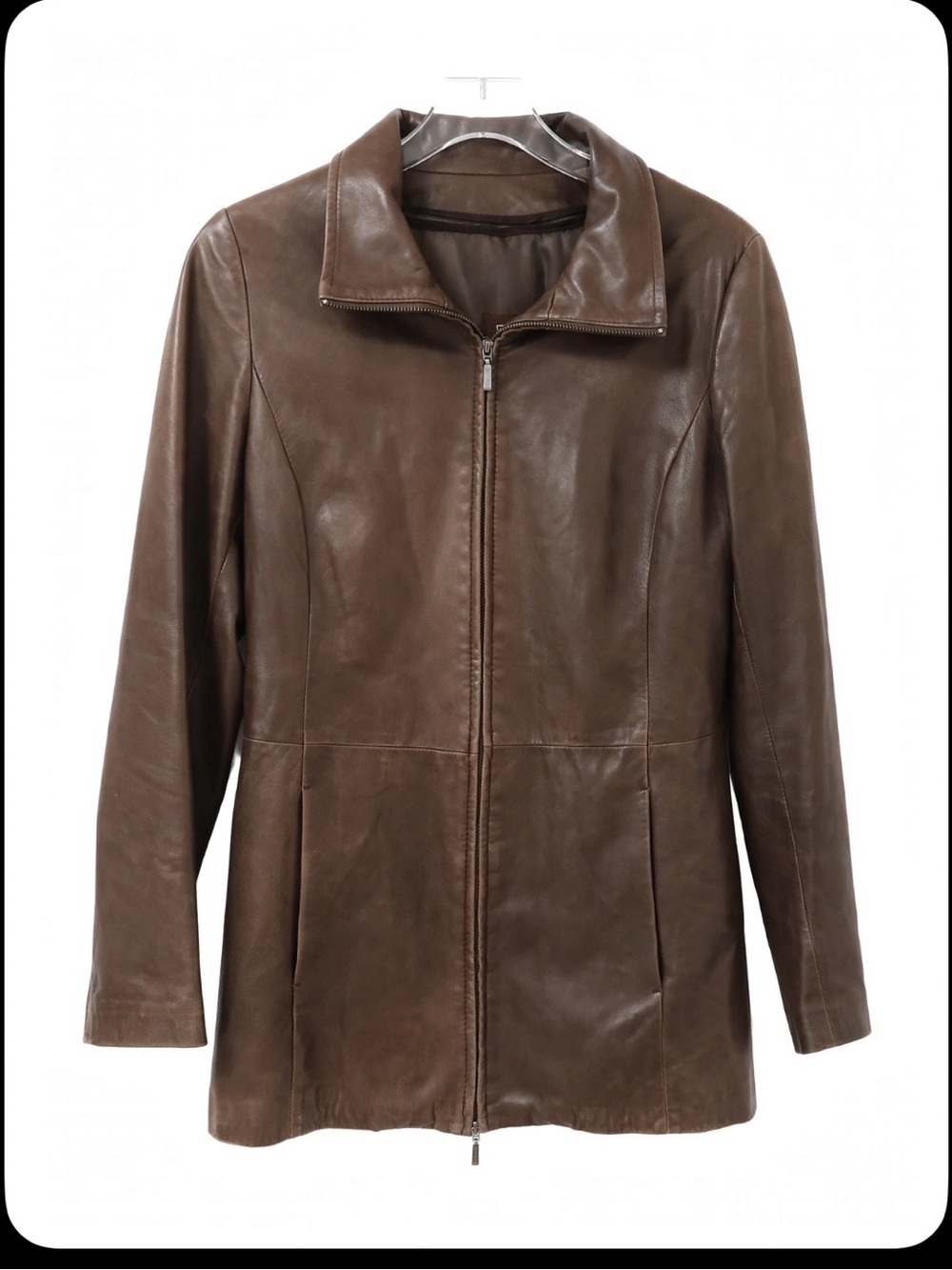 Danier Vintage Italian Leather Long Coat Jacket Brown S/P | Manteau Cuir Brun